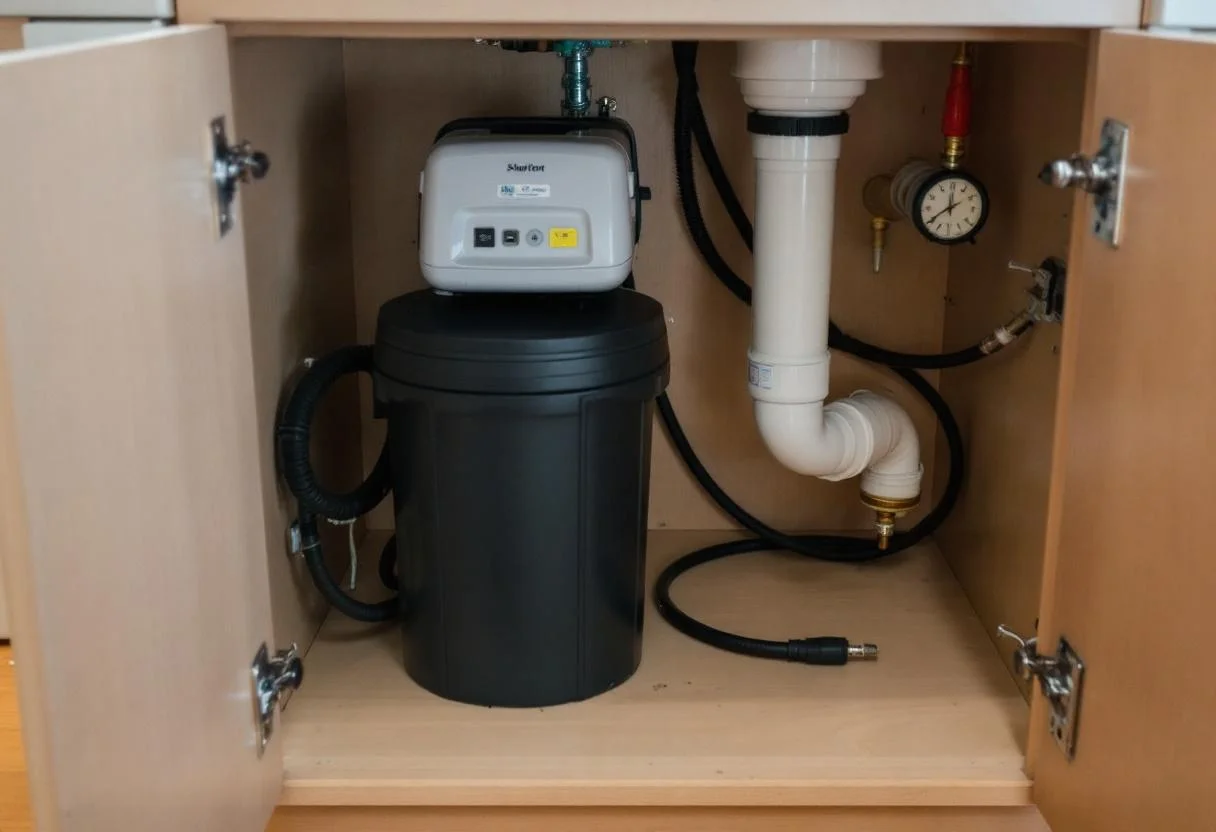 Adoucisseur d'eau compact installe sous evier